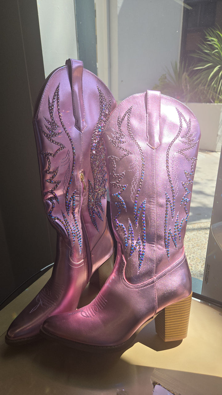 Metallic PINK Cowboy boots Size 9