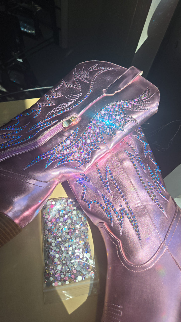 Metallic PINK Cowboy boots Size 9