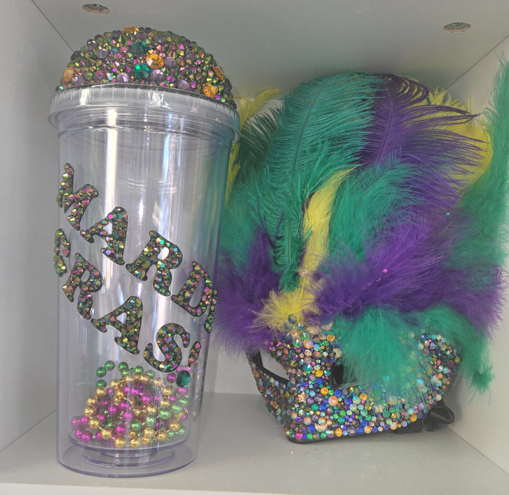 Mardi Gras Mask and tumbler