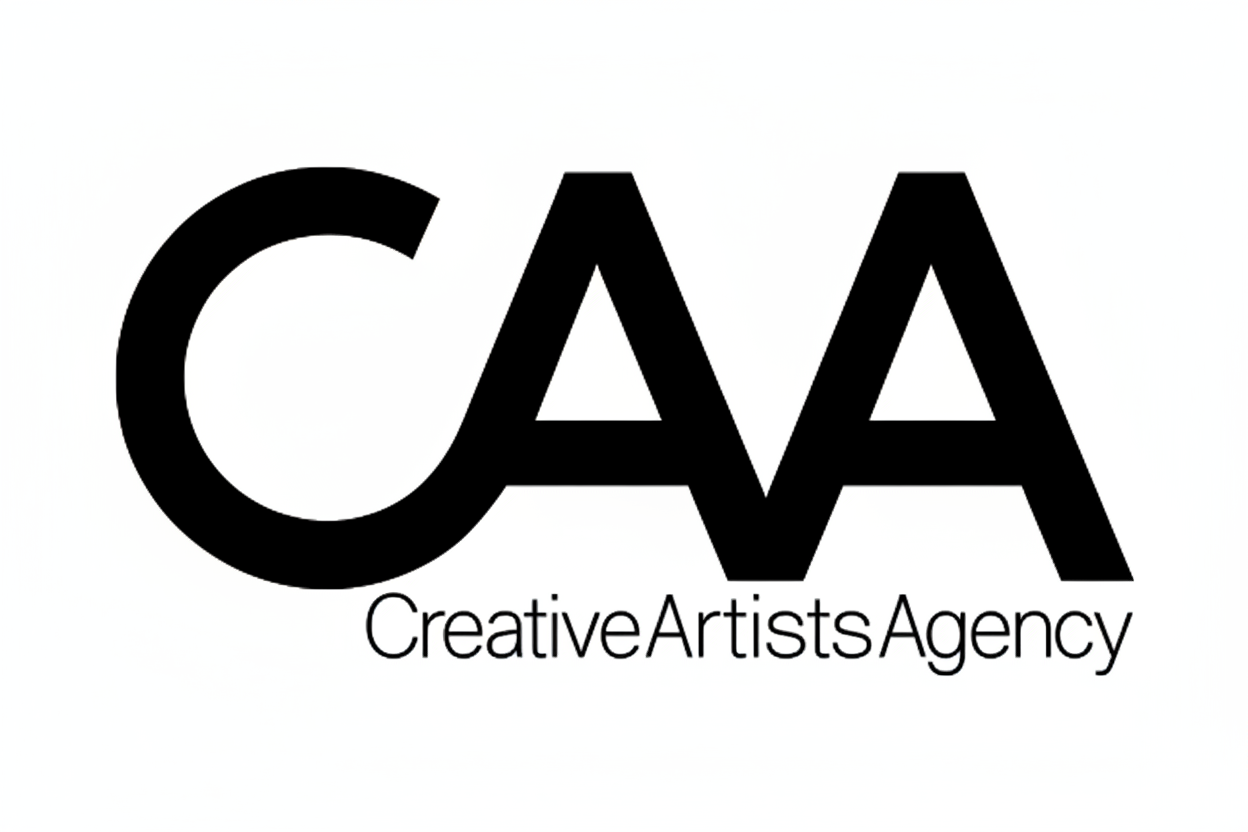 Logo of Creative Artists Agency (CAA) on a black background