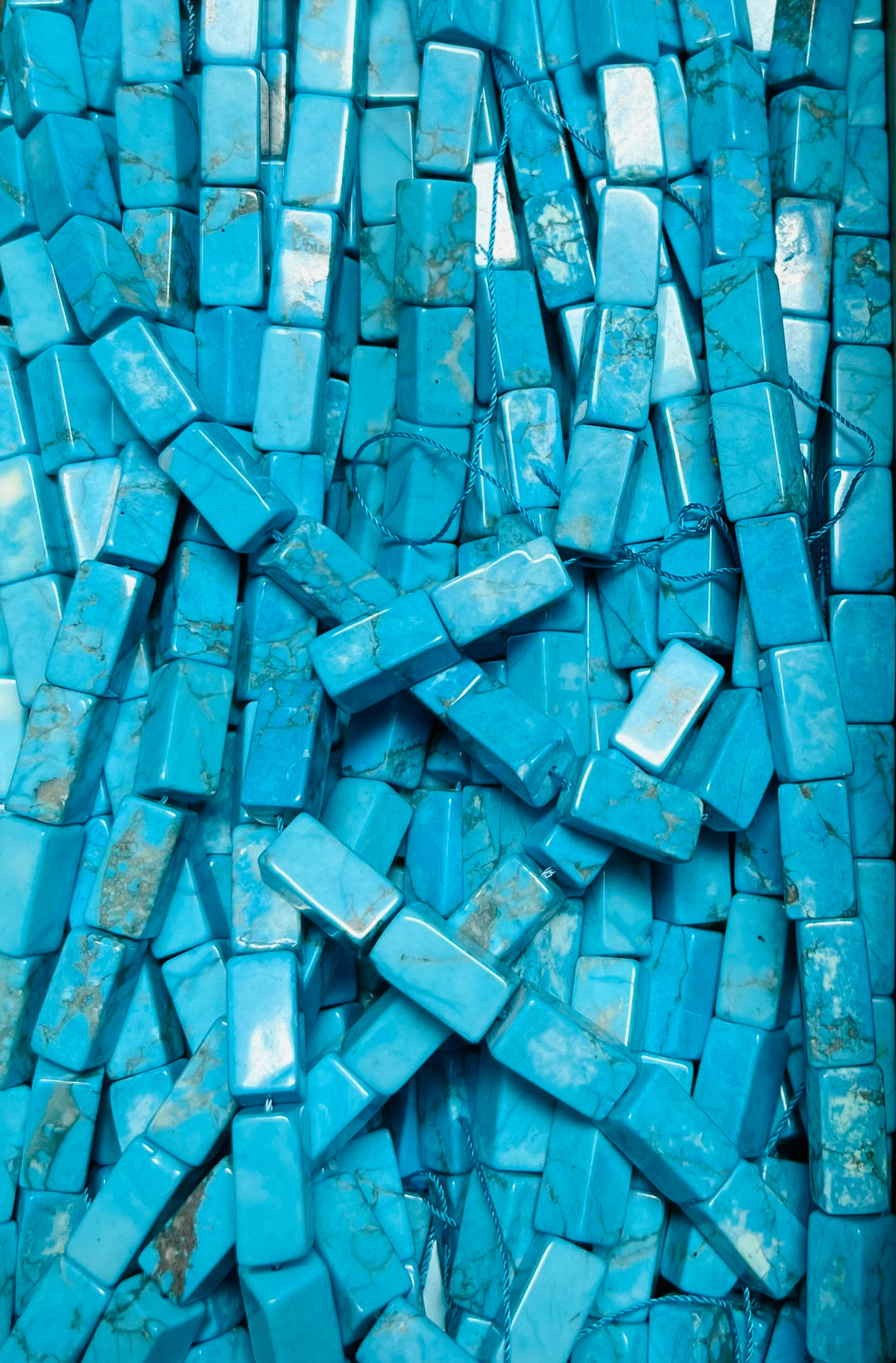 Semi Precious: Dyed Turquoise Howlite 8x16 Rectangle Strand