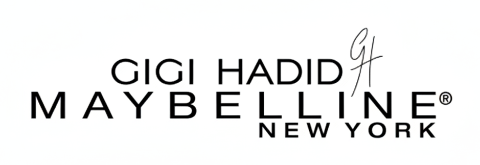 Gigi Hadid Maybelline New York logo on a light gray background