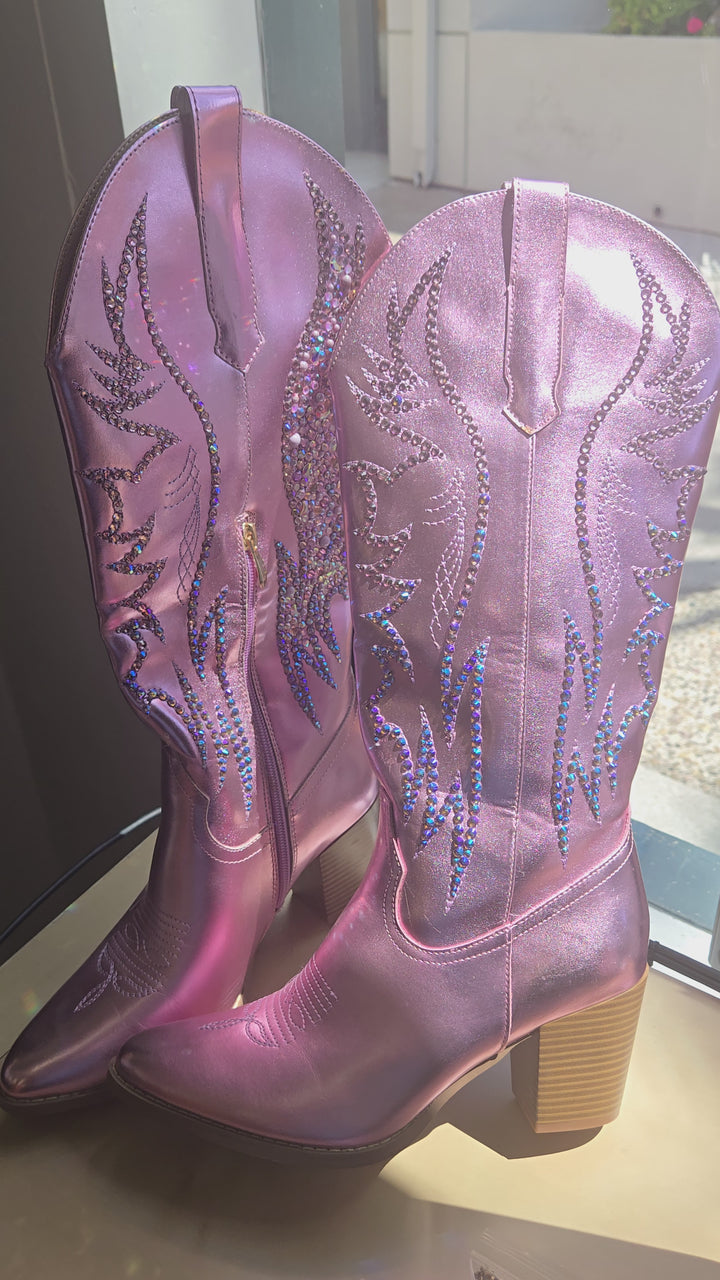 Metallic PINK Cowboy boots Size 9