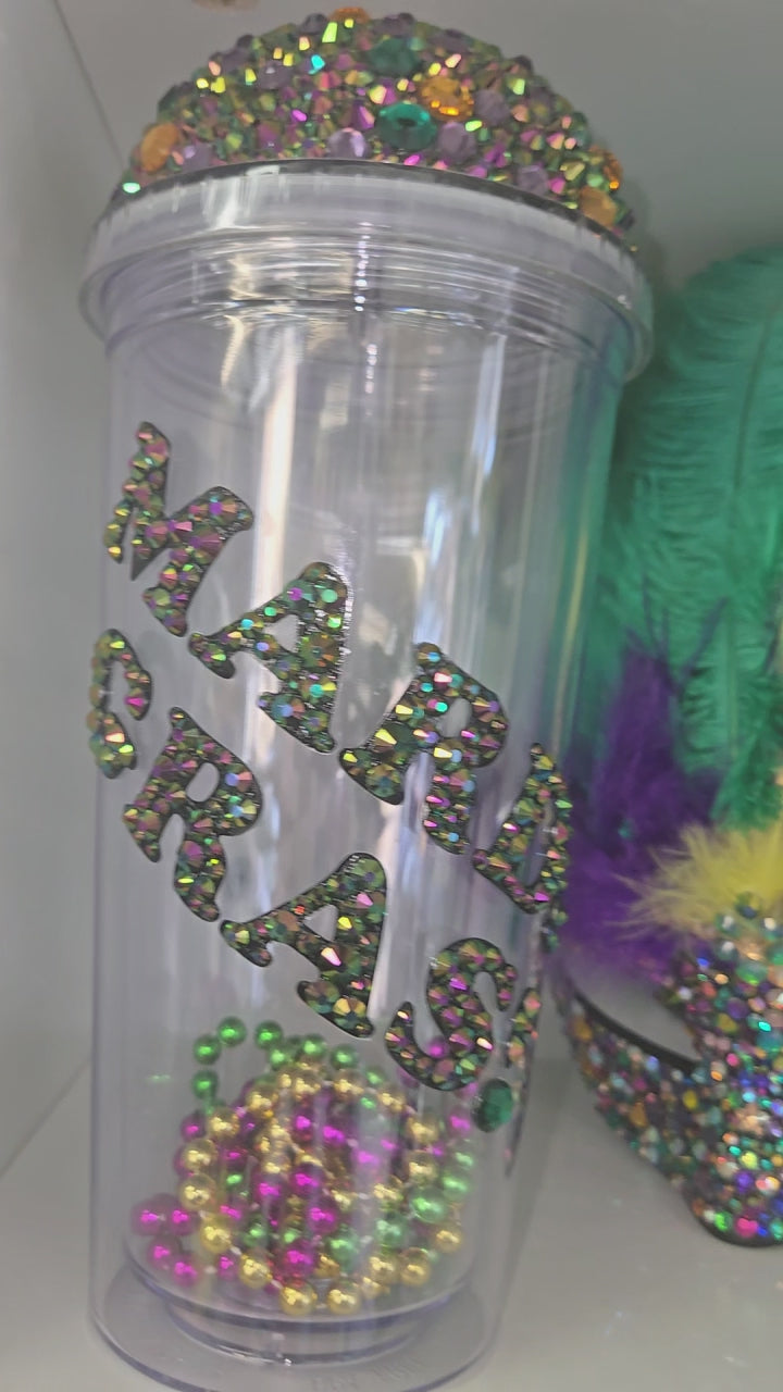 Mardi Gras Mask and tumbler