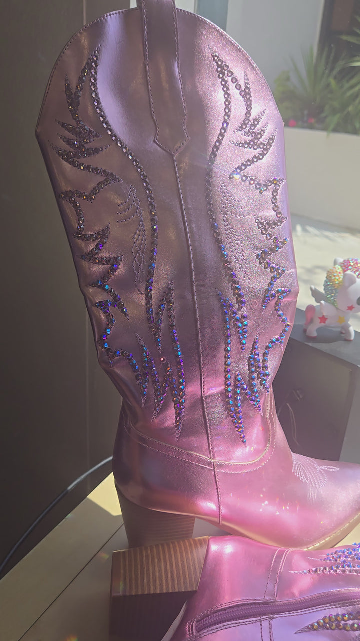 Metallic PINK Cowboy boots Size 9