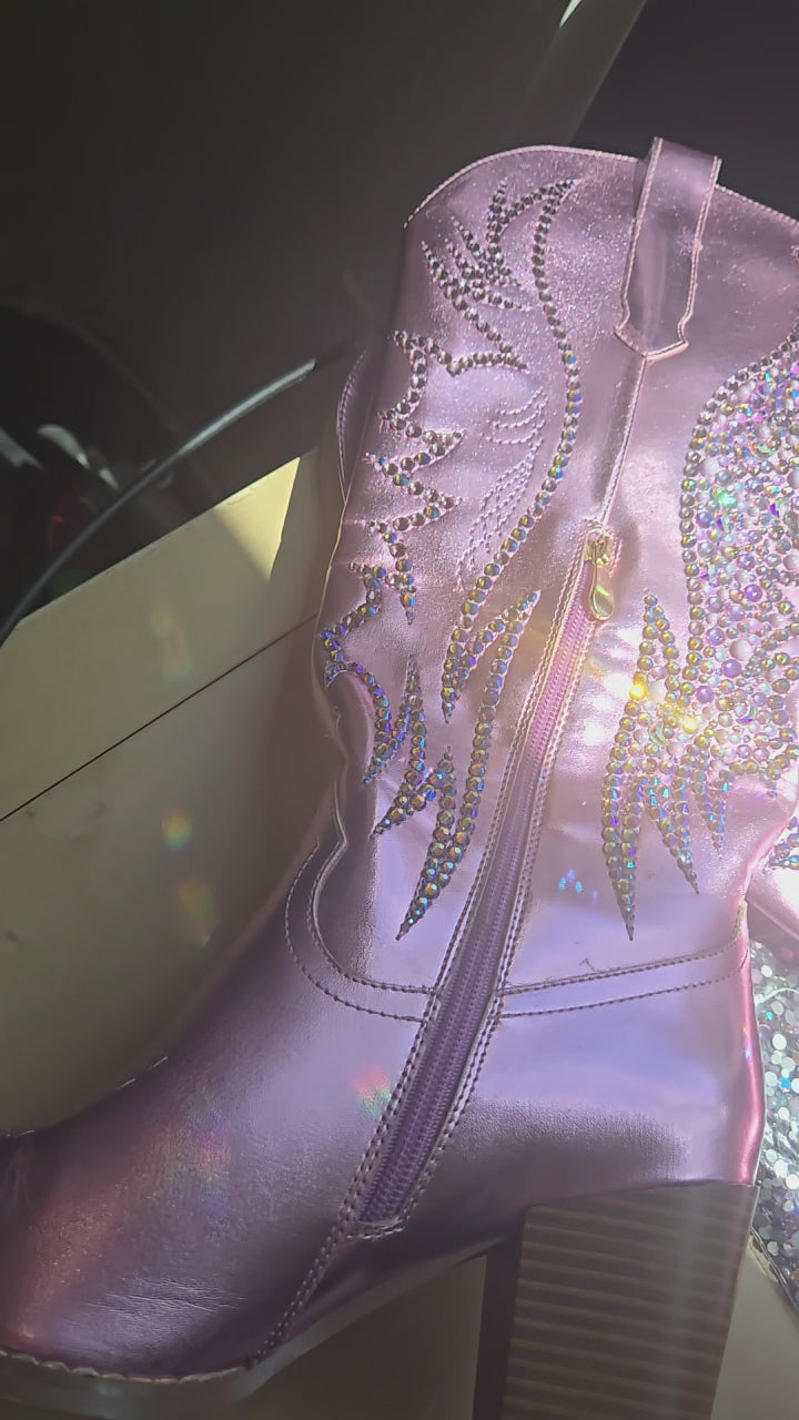 Metallic PINK Cowboy boots Size 9