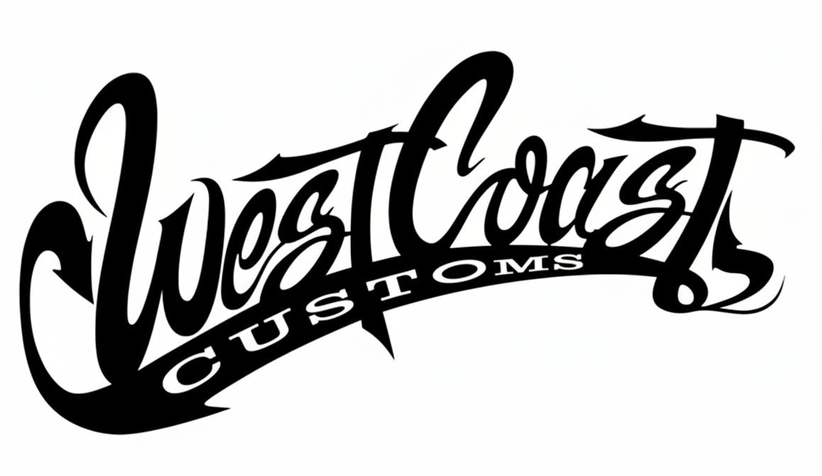 Black 'West Coast Customs' logo on a white background