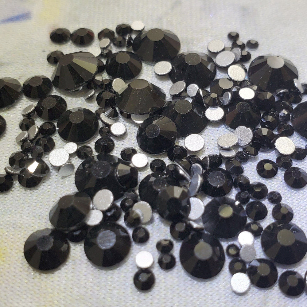 Jet Black - KiraKira Glass Rhinestones by CrystalNinja Choose Size MixedPack LARGE 10gr ss3-ss30