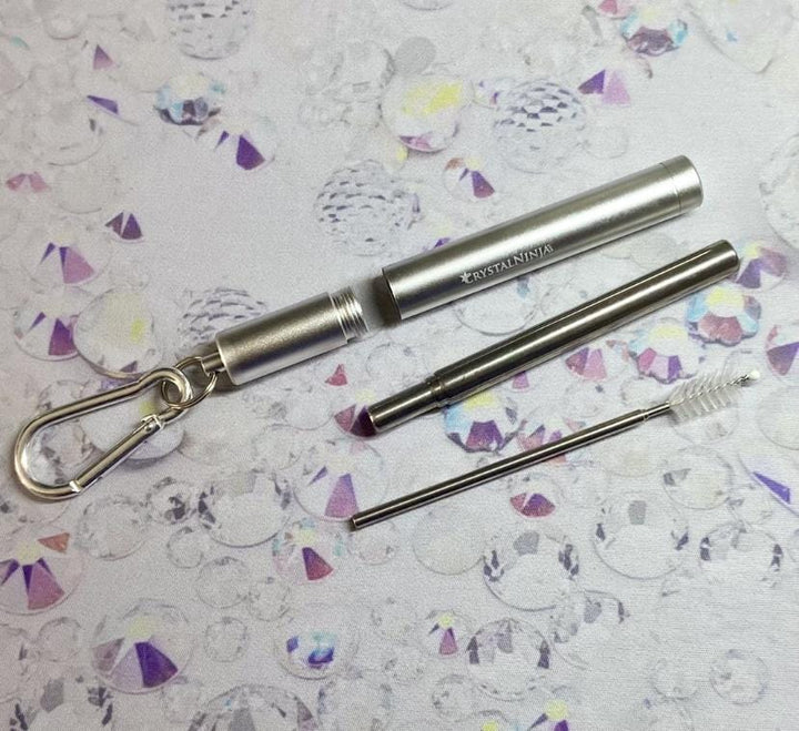 Collapsible Stainless Steel Straw w/ Cleaning Brush
